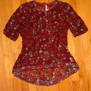 Veronica Beard Red Silk Blouse